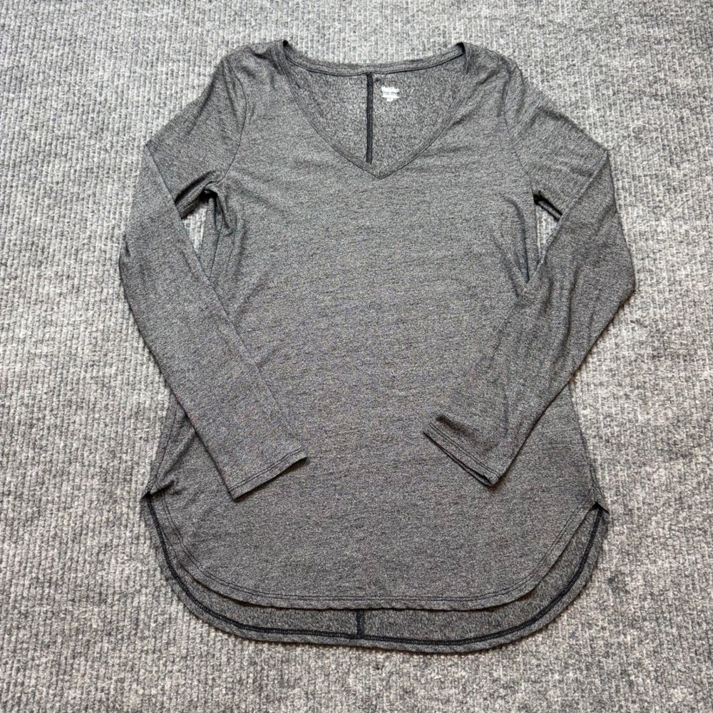 Mossimo Supply Co Gray Tunic Top Small‎ High Low Hem Long Sleeve V Neck Tee
